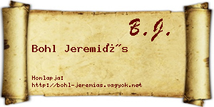 Bohl Jeremiás névjegykártya